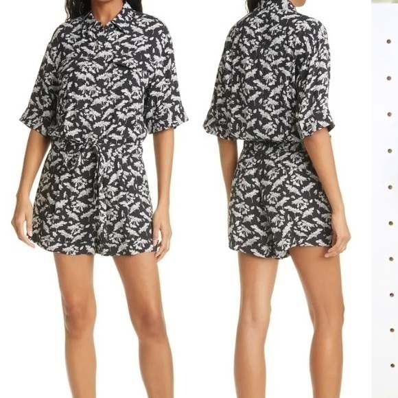 rag & bone Pants - rag & bone Black Floral Romper Size 6